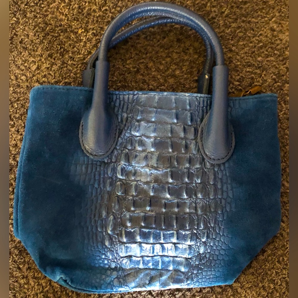 Beautiful beautiful alligator embossed suede and leather handbag